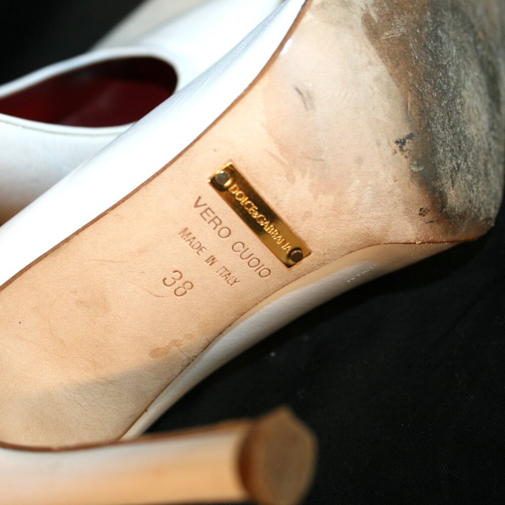 Dolce & Gabbana Nero White Leather Pumps Size 38 Eur. / 7.5 US - Picture 13 of 13